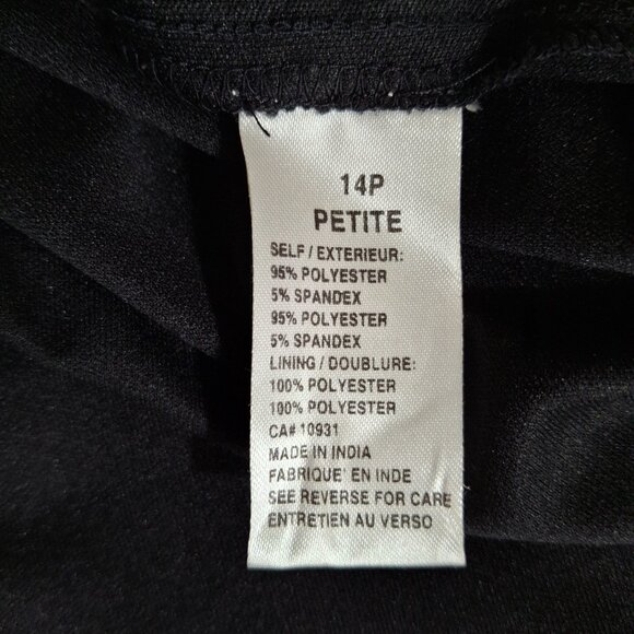 Slimming Black Cocktail Dress 14P Button Detail Deep Cowl Neck Drape MatteJersey - Picture 13 of 14